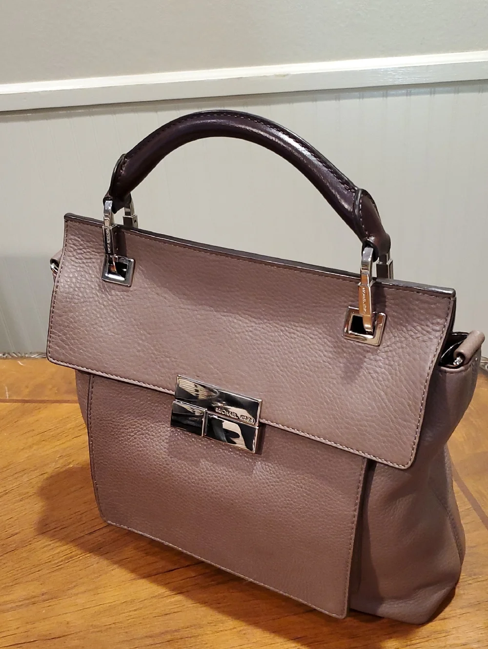 Michael Kors Collection Taupe Top Handle Quinn Bag Ultra Rare